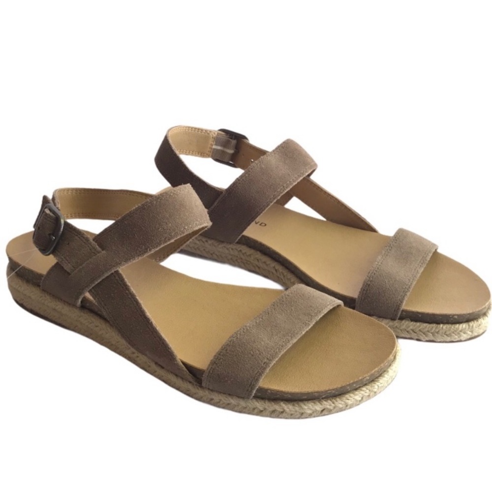 Lucky Brand Gadine Espadrille Sandals in Stonerock Oiled Suede Size 7.5 NWOT